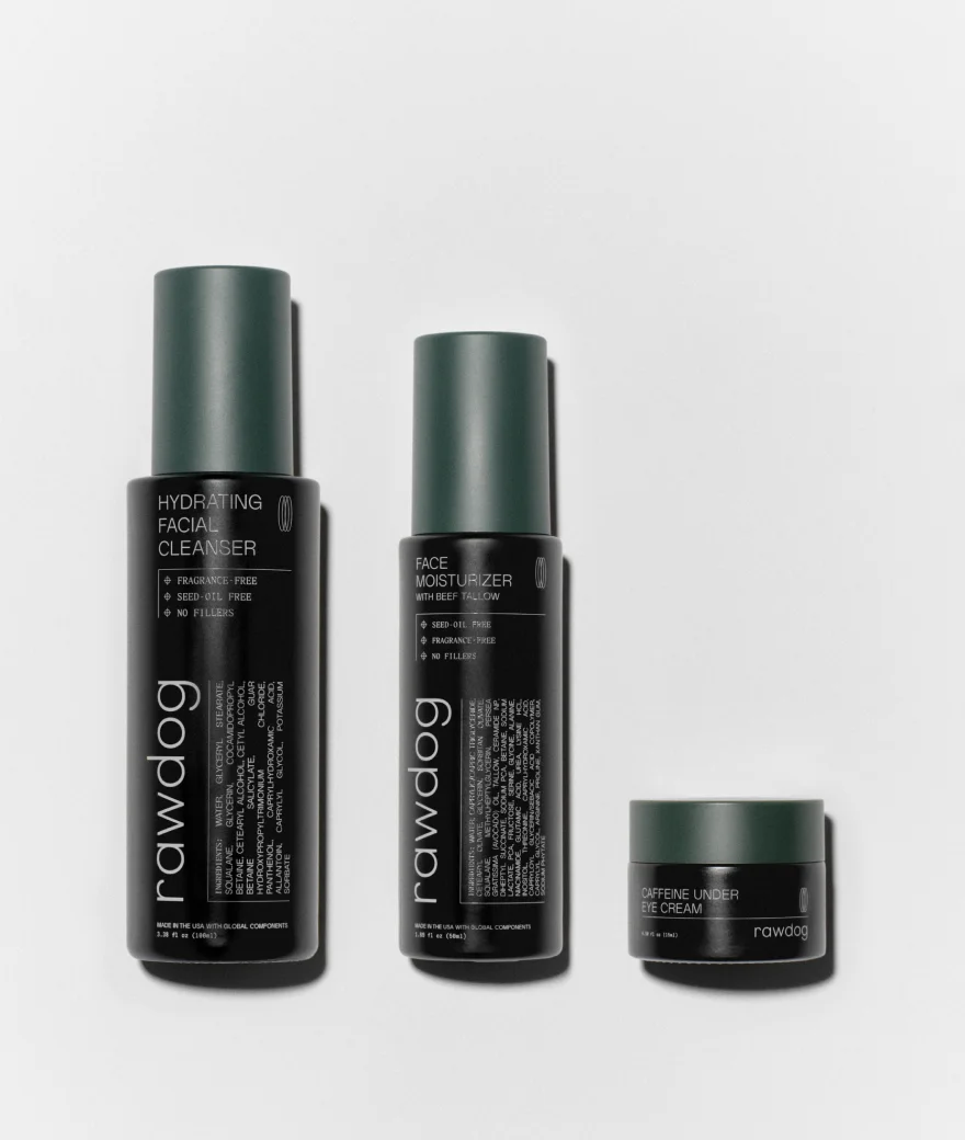 RAWDOG Complete Skincare Set - cleanser, moisturizer, and eye cream for men