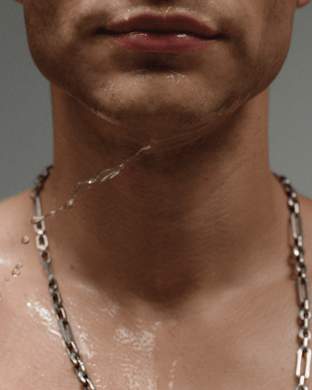 Water running over freshly cleansed skin