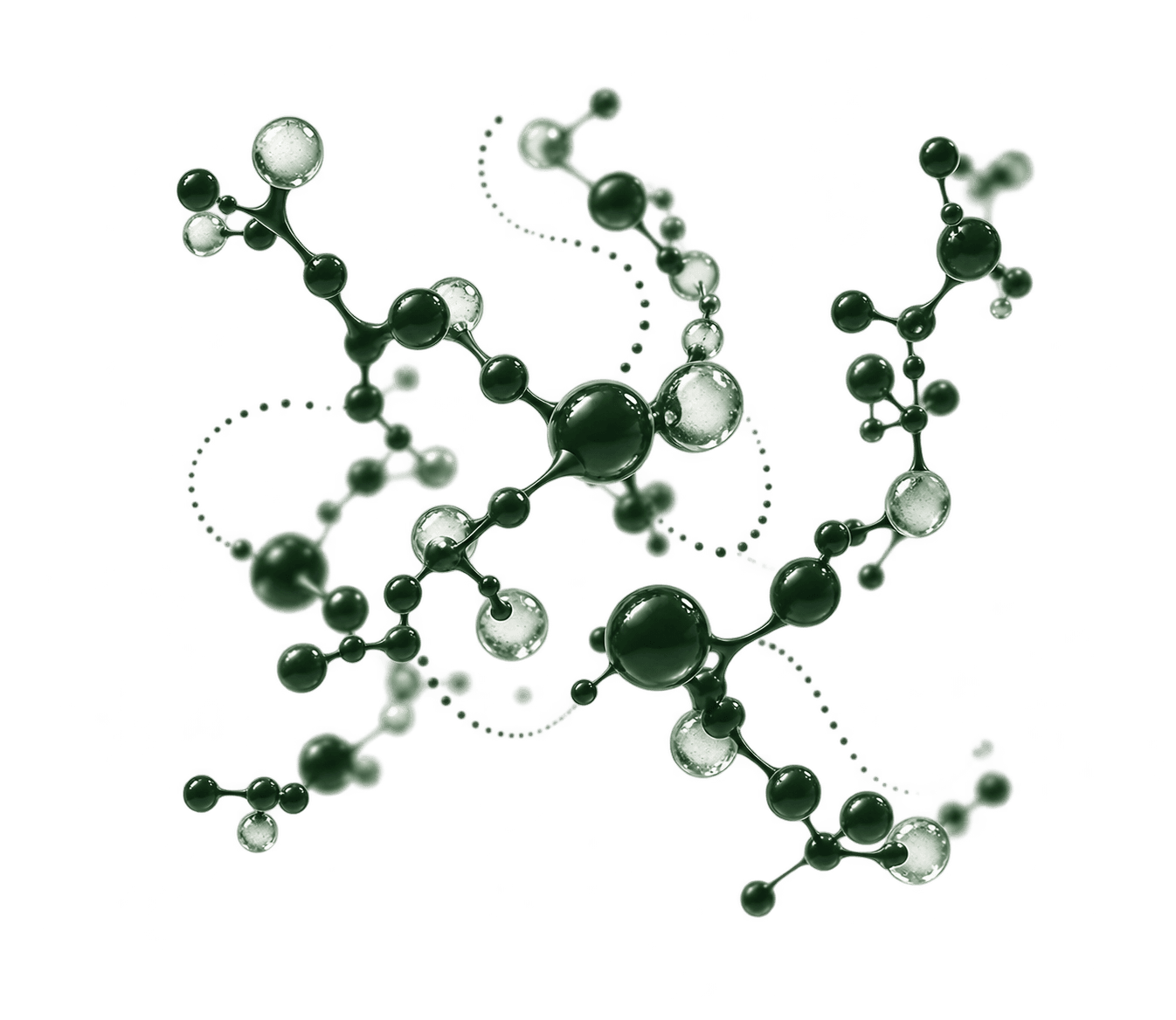 Three intertwined peptide signals rendered as a biomolecular structure